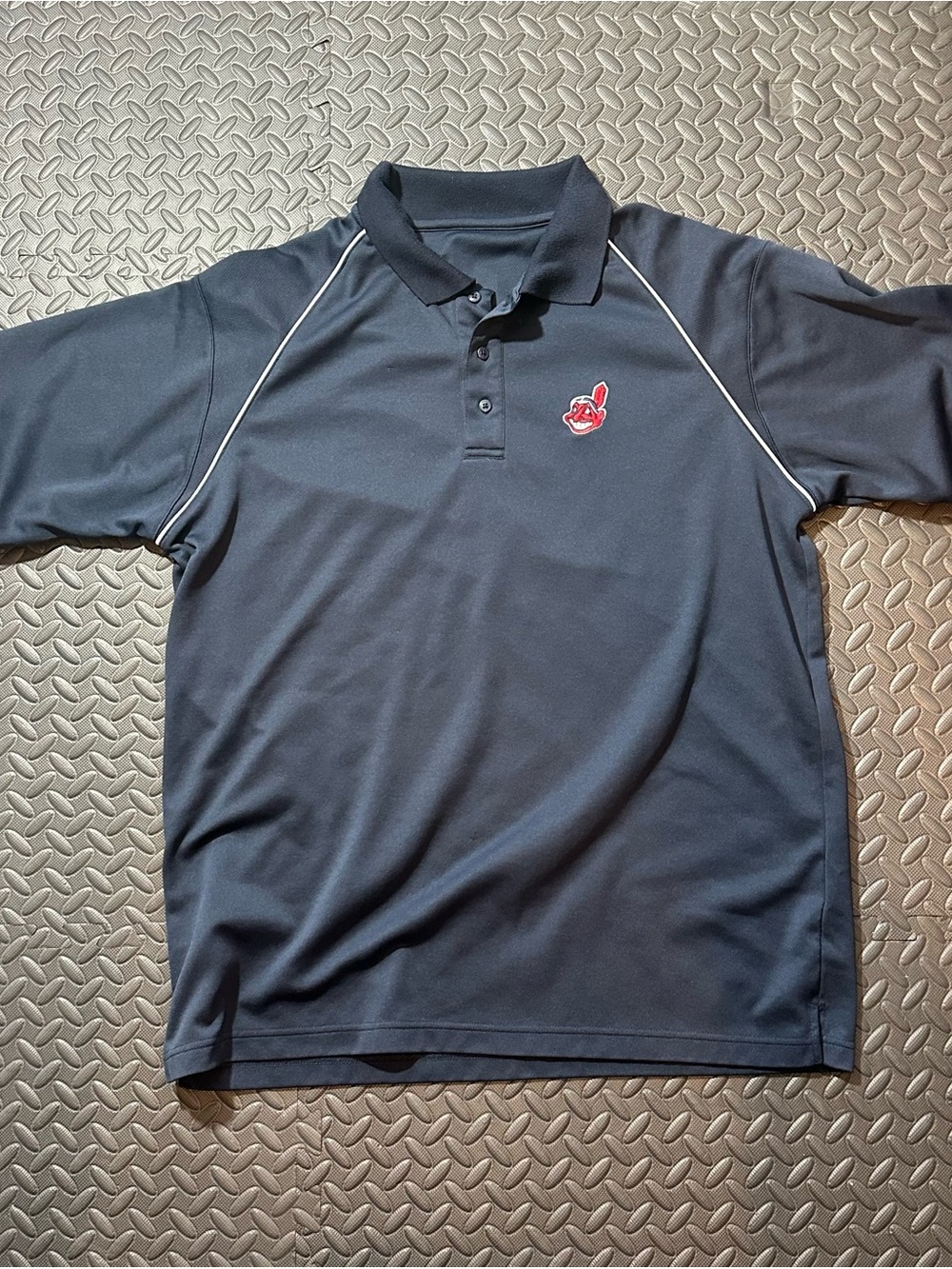 Men's Antigua Navy Polo Shirt with Chief Wahoo